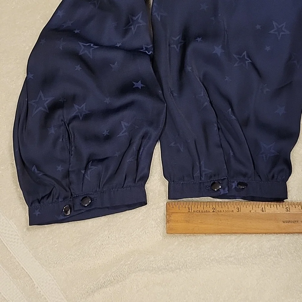 Torrid Peasant blouse, Charmeuse Jacquard Star Navy - Picture 10 of 14